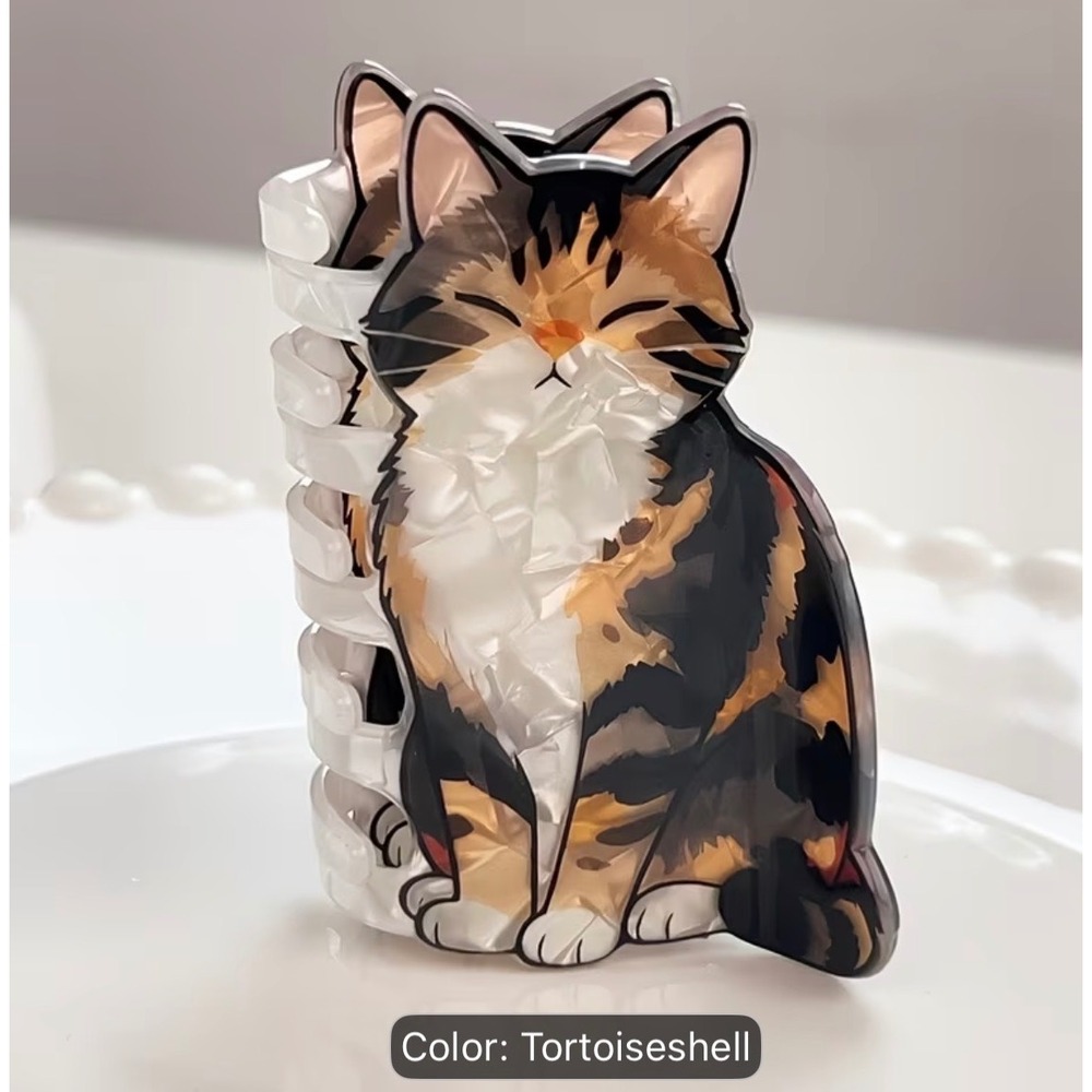 Calico Cat Hair Claw Clip Tortoiseshell l Feline Accessory NWT